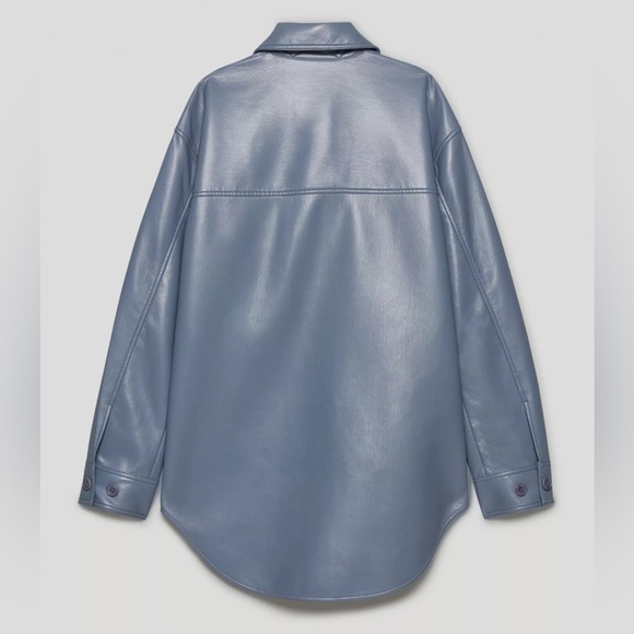 NWOT Aritzia Wilfred The Ganna Shirt Jacket Vegan Leather‎ Shacket Gray M - Picture 16 of 17
